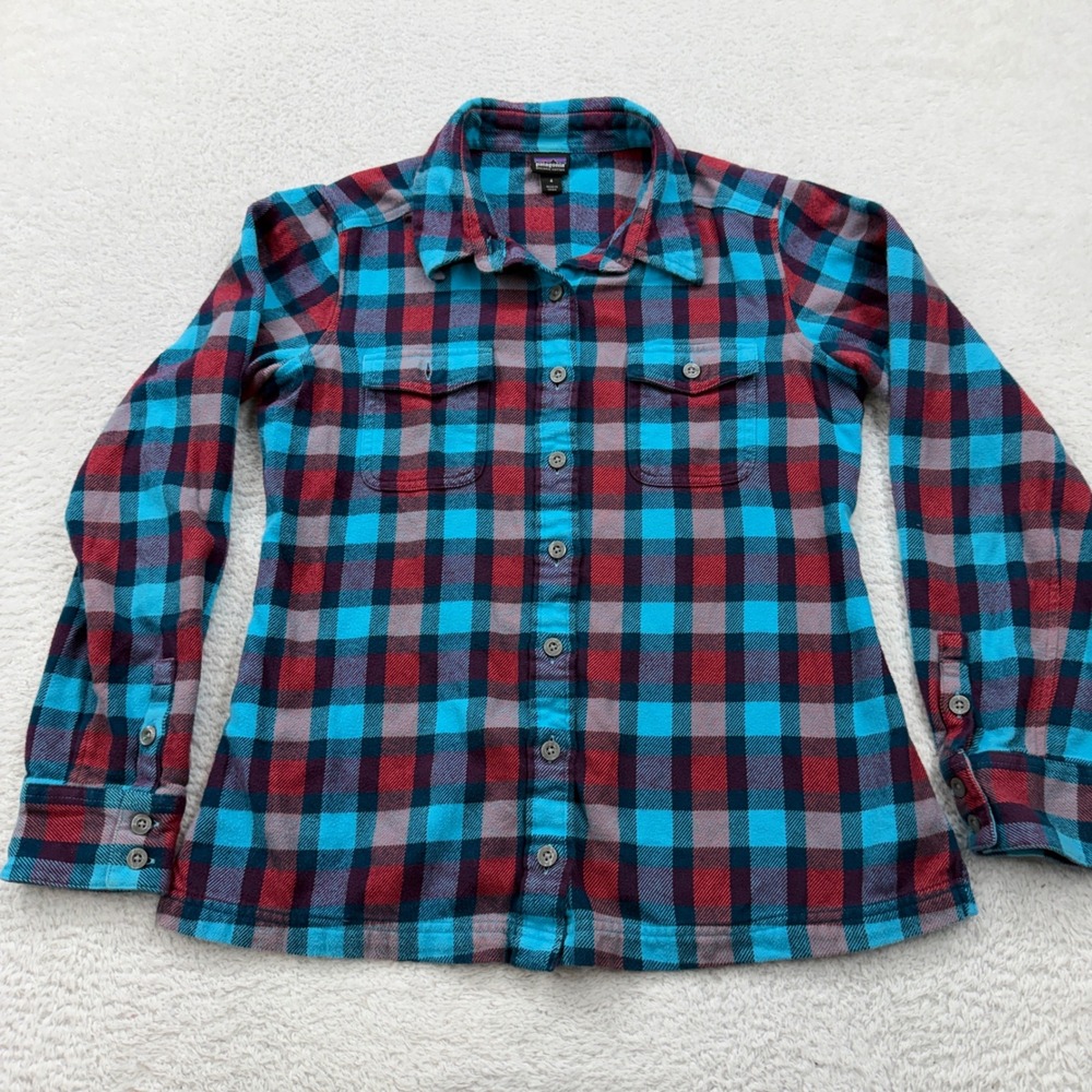 Patagonia Organic Cotton Plaid Flannel Shirt‎ Women's Size 4 Long Sleeve